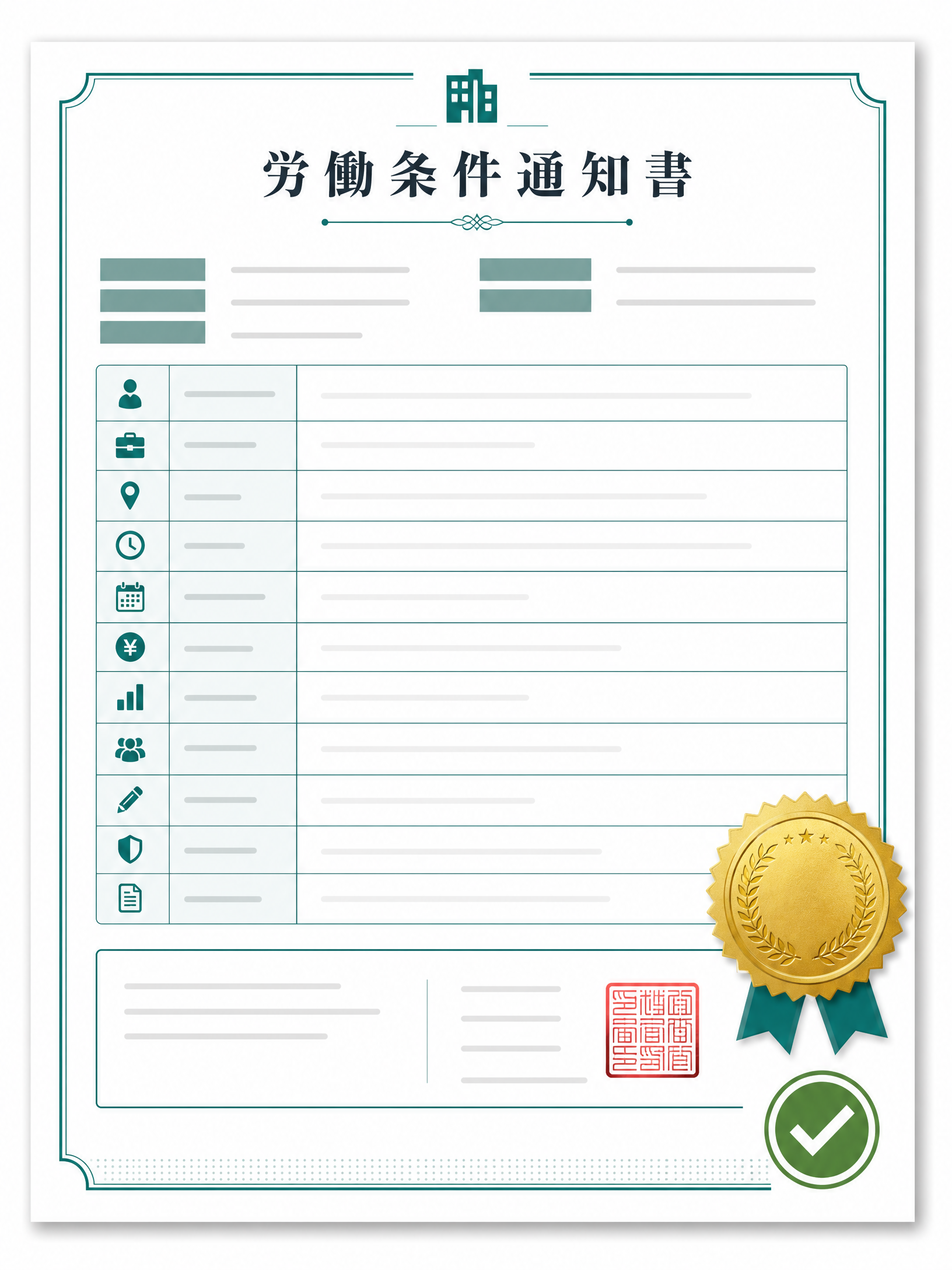 労働条件通知書のイメージ
